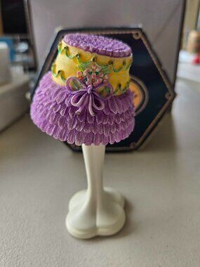 Willow Hall “Lilac Lady” Hat Mini Collectible Figurine with Hat Stand